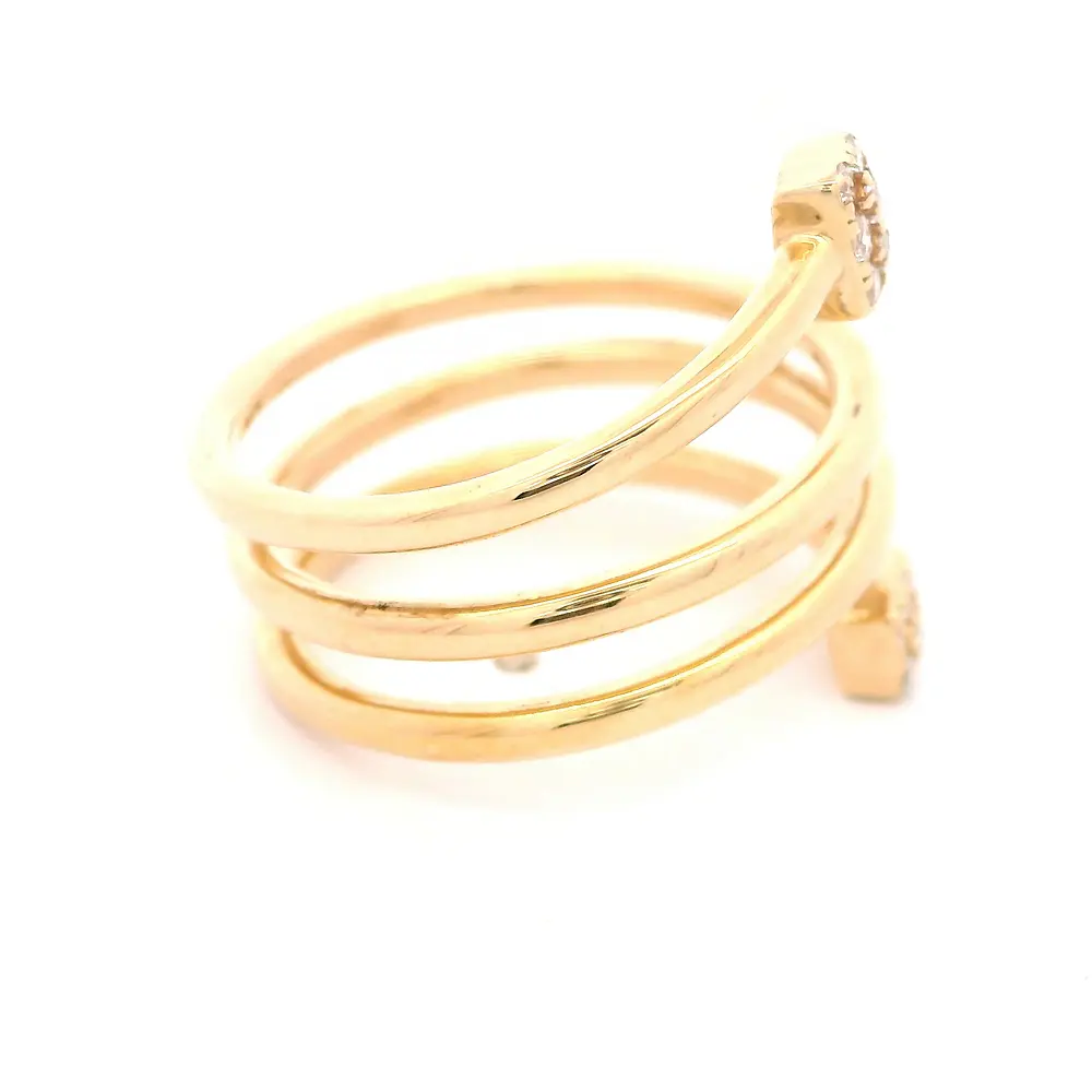 Anillo Espiral De Oro 14K Con 12 Diamantes Redondos
