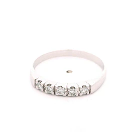 Anillo Mini Cintillo De Oro Blanco 18K Con 5 Diamantes Naturales