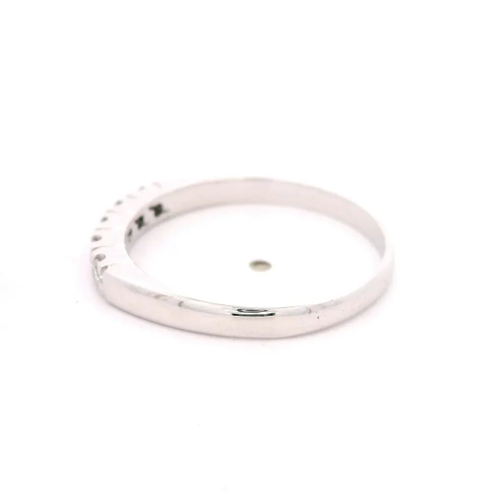 Anillo Mini Cintillo De Oro Blanco 18K Con 5 Diamantes Naturales