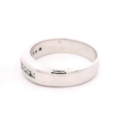 Anillo Cintillo De Oro Blanco 18K Con 9 Diamantes