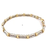 Pulsera De Dos Oros 10K Con Diseño Ovalado y 45 Diamantes Naturales