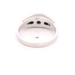 Anillo Cuadrado De Oro Blanco 18K Con Diamantes y Piedra Azul