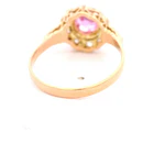Anillo Flor De Dos Oros 18K Con Diamantes y Piedra Rosa