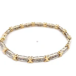 Pulsera De Dos Oros 10K Con Diseño Ovalado y 45 Diamantes Naturales