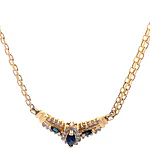 Gargantilla Bismarck De Oro 14K Con Diamantes y Zafiros