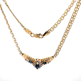 Gargantilla Bismarck De Oro 14K Con Diamantes y Zafiros
