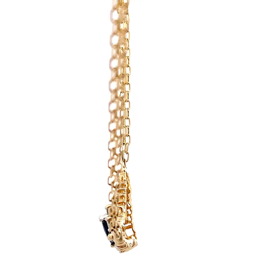 Gargantilla Bismarck De Oro 14K Con Diamantes y Zafiros