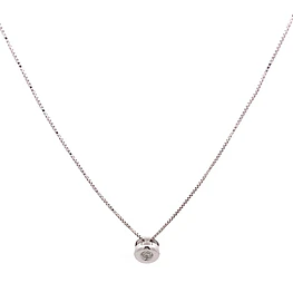 Cadena Veneciana De Oro Blanco 18K Con Punto De Luz y Diamante Natural