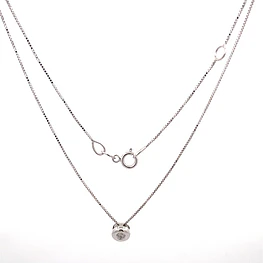 Cadena Veneciana De Oro Blanco 18K Con Punto De Luz y Diamante Natural