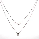 Cadena Veneciana De Oro Blanco 18K Con Punto De Luz y Diamante Natural