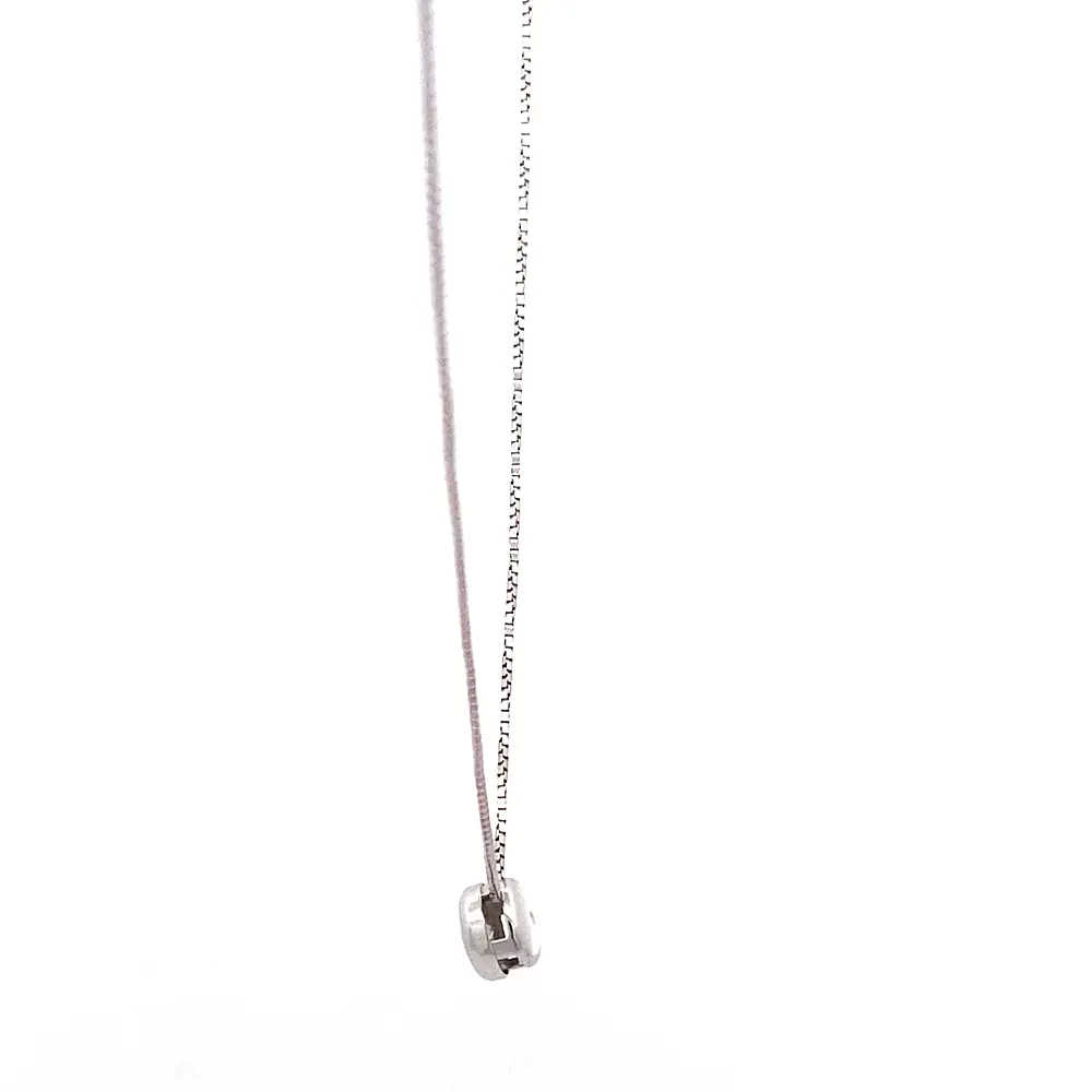 Cadena Veneciana De Oro Blanco 18K Con Punto De Luz y Diamante Natural