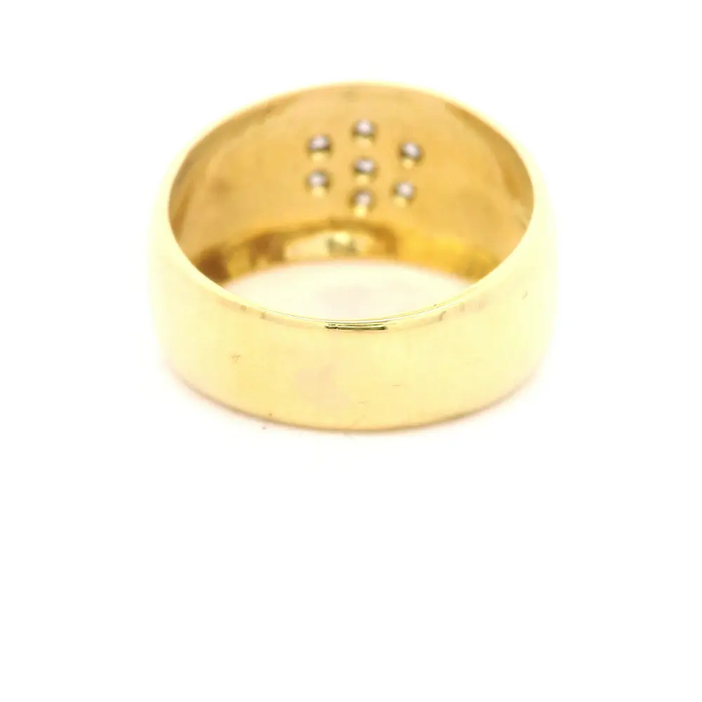 Anillo Bombé De Dos Oros 18K Con 7 Diamantes