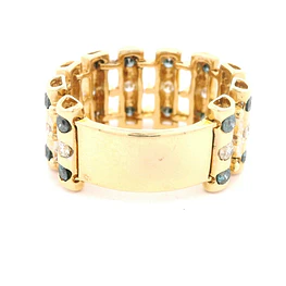 Anillo Panther Calado De Oro 14K Con Diamantes Azules