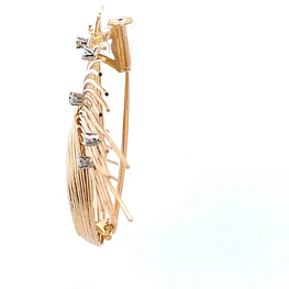 Prendedor Calado Curvo De Oro 18K Con 7 Diamantes