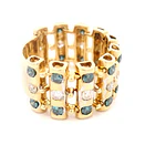 Anillo Pantera Calado De Oro 14K Con Diamantes Azules