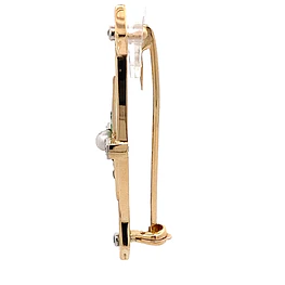 Prendedor Ovalado De Oro 14K Con Perla, Esmeraldas y Diamantes Naturales