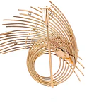 Prendedor Calado Curvo De Oro 18K Con 7 Diamantes