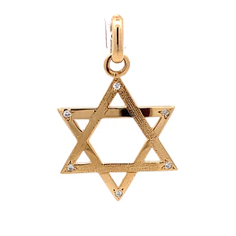 Colgante Estrella De David Tallada De Oro 18K Con 6 Diamantes