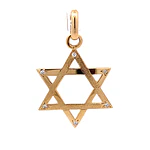 Colgante Estrella De David Tallada De Oro 18K Con 6 Diamantes