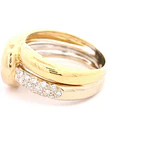 Anillo Calado Cruzado De Dos Oros 18K Con 30 Diamantes Naturales