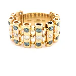 Anillo Pantera Calado De Oro 14K Con Diamantes Azules