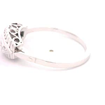 Anillo Ovalado Tallado De Oro Blanco 18K Con 5 Diamantes Naturales