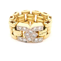 Anillo Panther De Dos Oros 18K Con 12 Diamantes