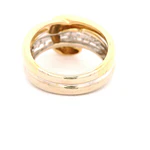 Anillo Calado Cruzado De Dos Oros 18K Con 30 Diamantes Naturales