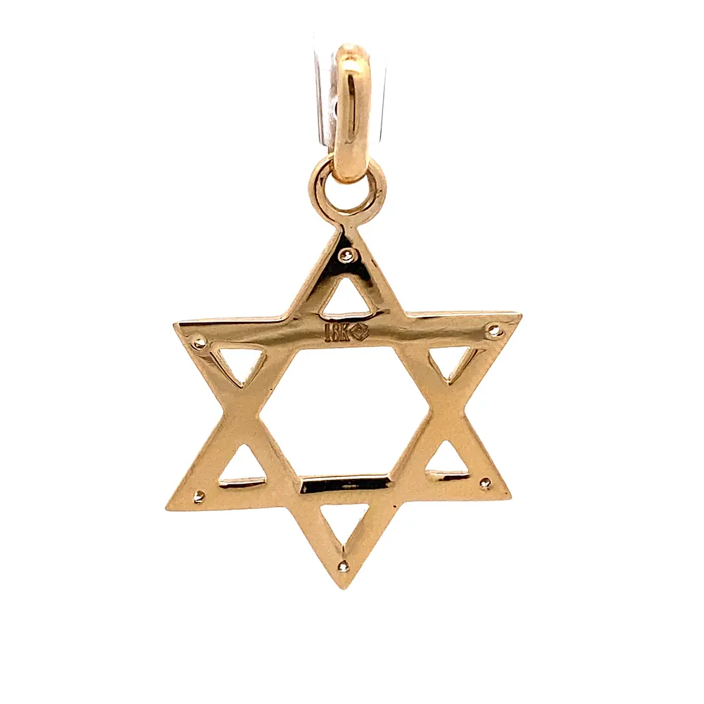 Colgante Estrella De David Tallada De Oro 18K Con 6 Diamantes