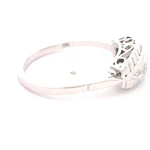 Anillo Ovalado Tallado De Oro Blanco 18K Con 5 Diamantes Naturales