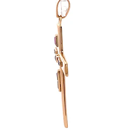 Colgante Cruz De Oro 18K Con Diamante Natural y 5 Rubíes Baguette