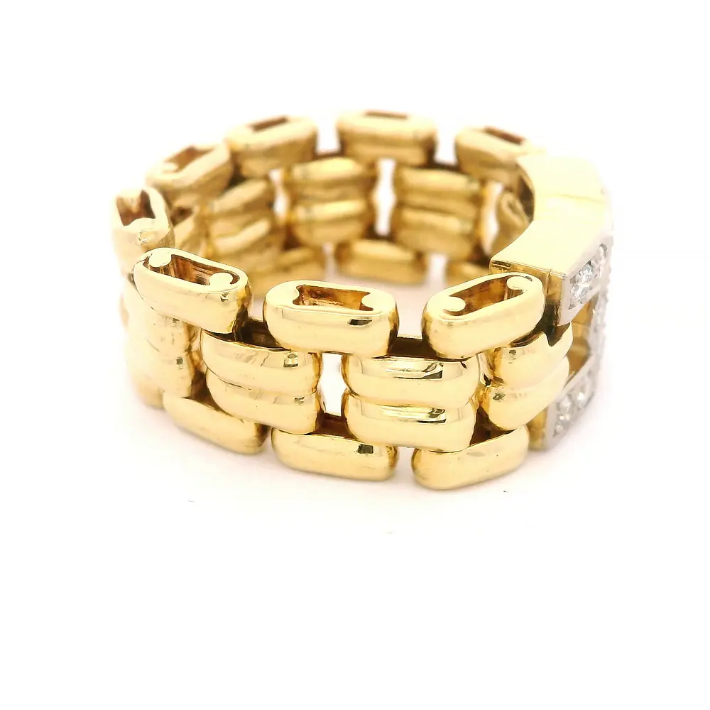 Anillo Panther De Dos Oros 18K Con 12 Diamantes
