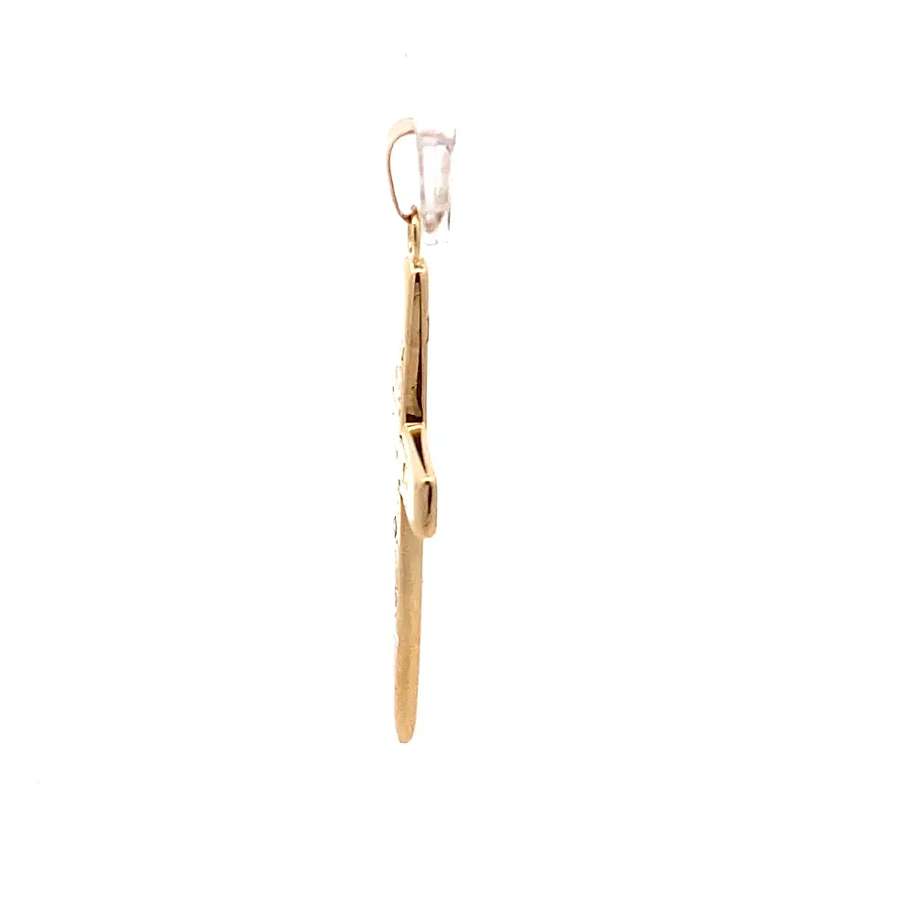 Colgante Cruz Tallada De Oro 18K Con 6 Diamantes