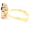 Anillo Flor De Oro 18K Con Diamantes Marquise y Piedras Azules