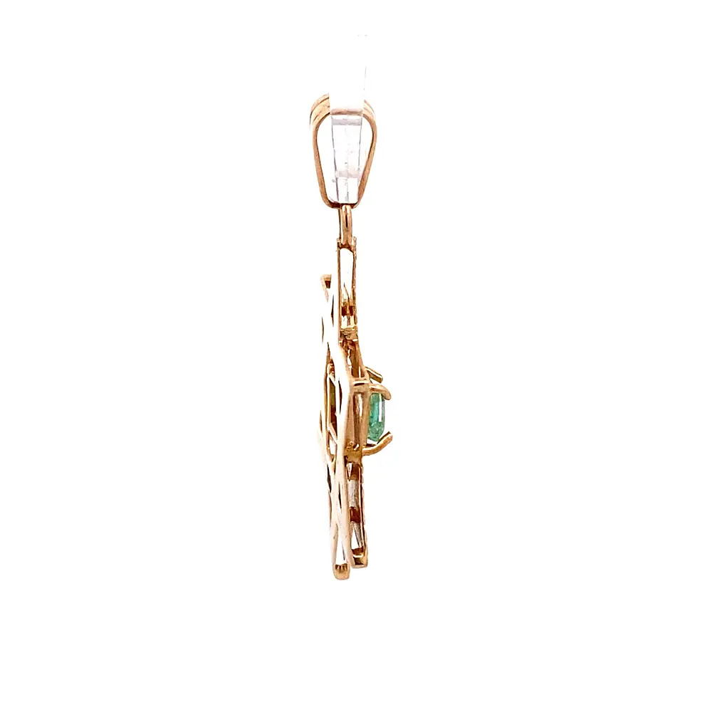 Colgante Estrella De David Calada De Oro 18K Con Esmeralda Natural