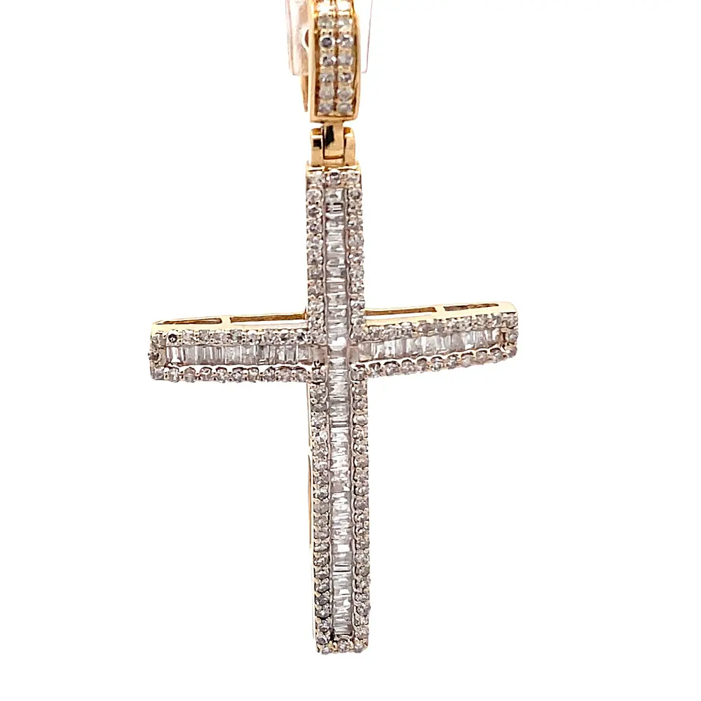Colgante Cruz De Oro 14K Con 182 Diamantes Naturales