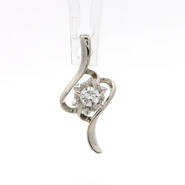 Colgante Ondulado Calado De Platino Con Diamante