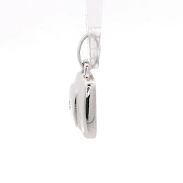 Colgante Cuadrado Bombé De Oro Blanco 18K Con Diamante Natural