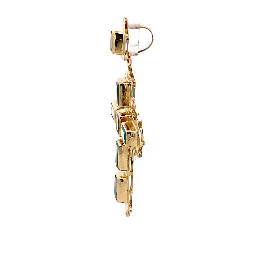 Colgante Cruz De Oro 18K Con 7 Esmeraldas Naturales