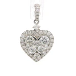 Colgante Corazón De Oro Blanco 14K Con 38 Diamantes