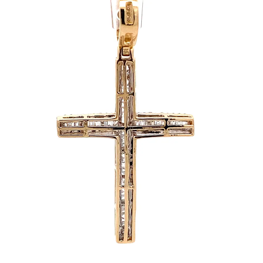 Colgante Cruz De Oro 14K Con 182 Diamantes Naturales