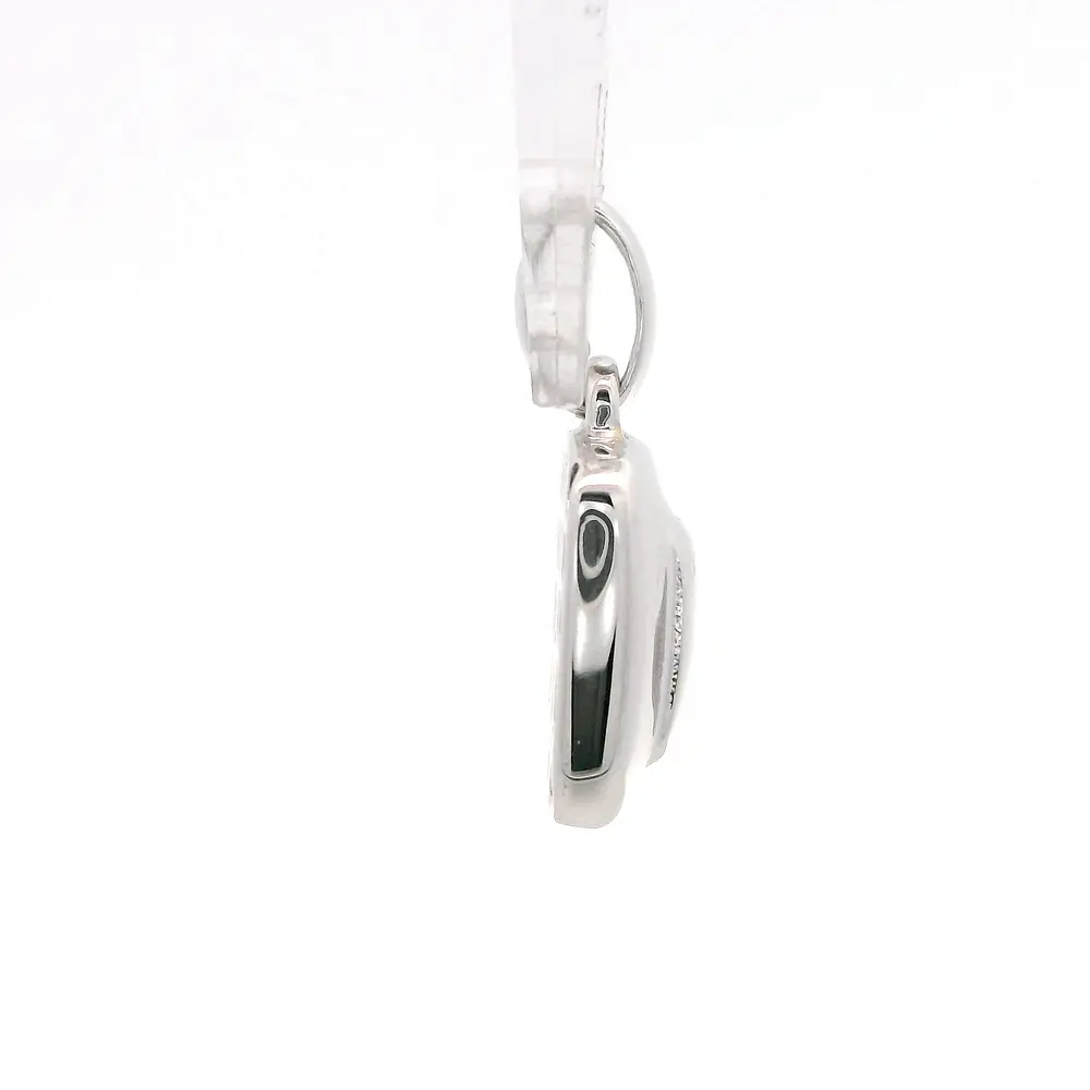 Colgante Cuadrado Bombé De Oro Blanco 18K Con Diamante Natural