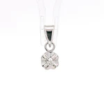Colgante Solitario Flor De Oro Blanco 18K Con Diamante Natural