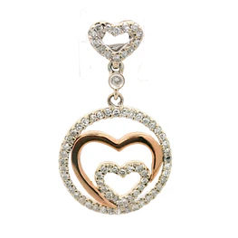 Colgante Circular Corazones De Dos Oros 18K Con 72 Diamantes Naturales