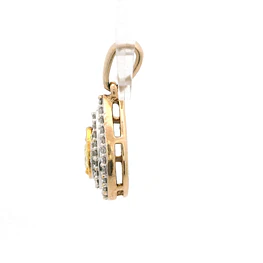 Colgante Gota Ovalada De Oro 10K Con 46 Diamantes
