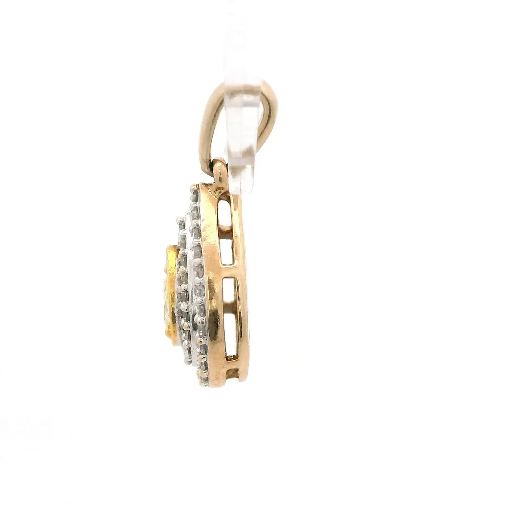 Colgante Gota Ovalada De Oro 10K Con 46 Diamantes