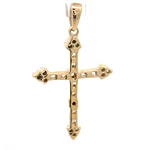 Colgante Cruz De Oro 14K Con 24 Diamantes Baguette y Redondos