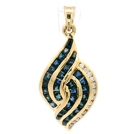 Colgante Cruzado De Oro 18K Con 15 Diamantes Naturales y Piedras Azules