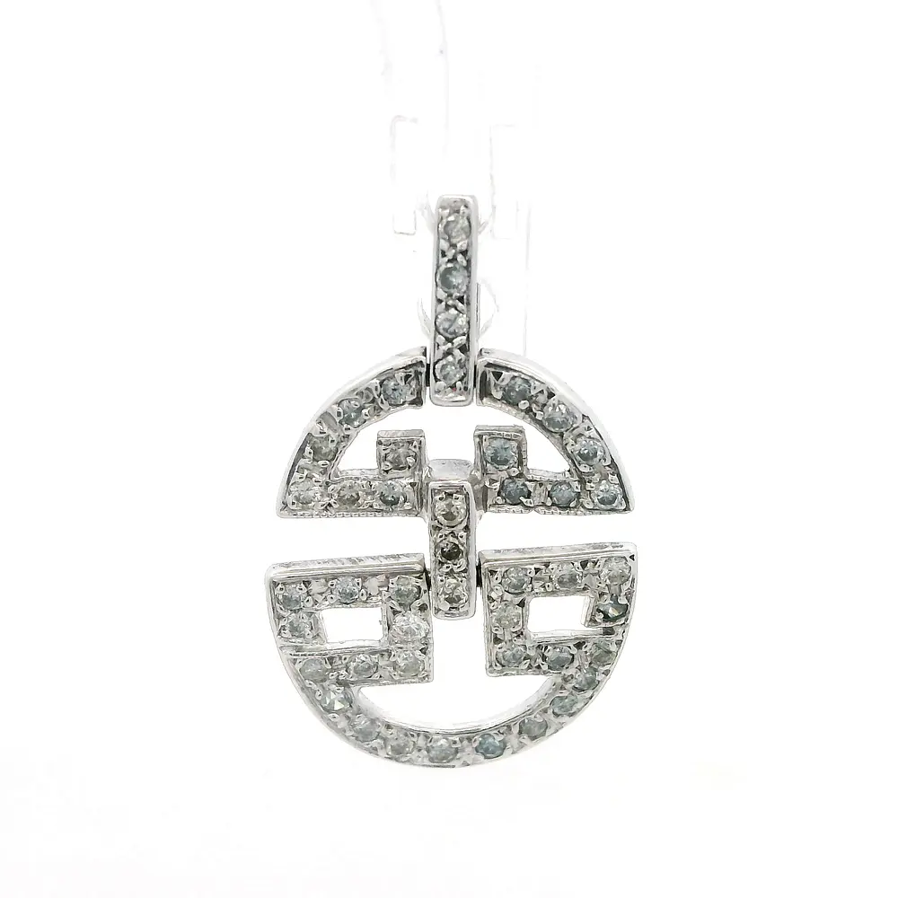 Colgante Articulado Calado De Oro Blanco 18K Con 45 Diamantes