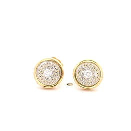Aros Circulares De Dos Oros 18K Con Diamantes Naturales